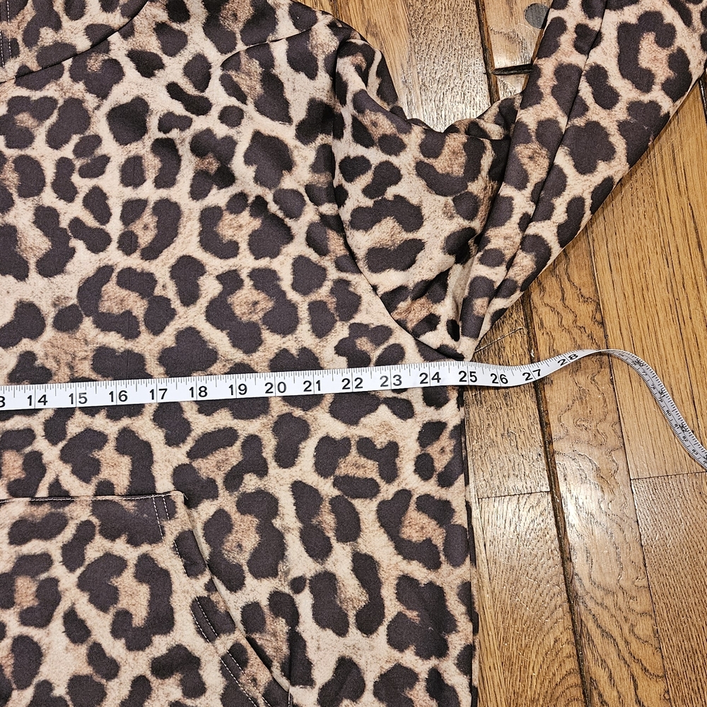 Leopard Print Zip-Up Hoodie Jacket | Plush Lined | Size 1XL - Picture 6 of 7